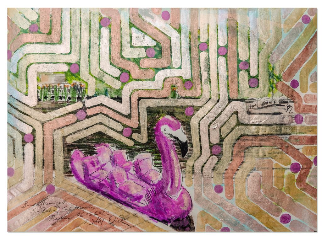 Bundesflamingo · U-Bahn Schildhorn I 2022 I 32 x 23 cm