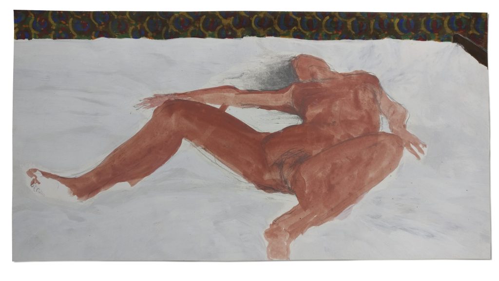 Ohne Titel (Sex in the seventies · Notzucht) | Deckfarben/Dispersion auf Karton, 1985, 23 x 45 cm